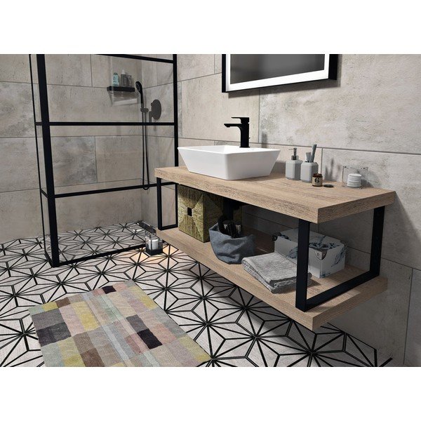 Czarny stalowy stelaż pod blat 49x4 cm – Sapho-image-1