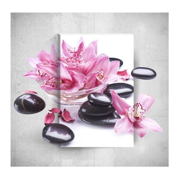 Obraz 3D Mosticx Pink Flowers With Pebbles, 40x60 cm