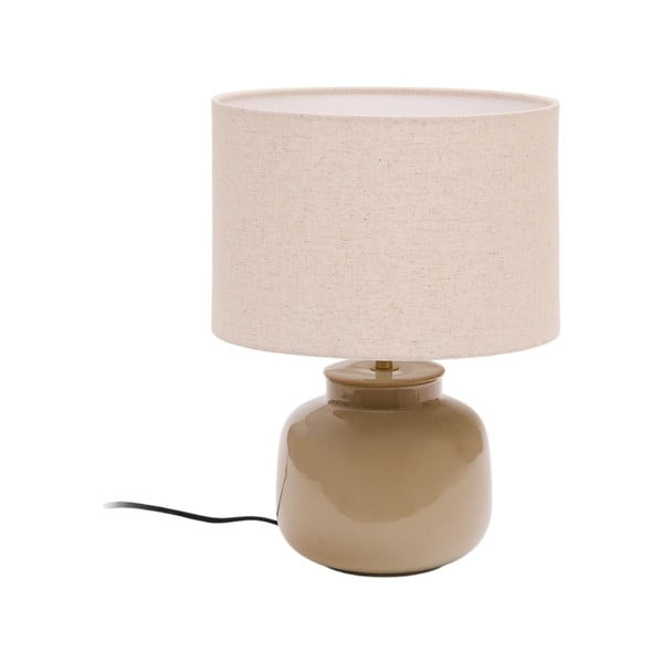 Beżowa lampa stołowa ceramiczna z tekstylnym kloszem (wysokość 40 cm) Tay – Kave Home