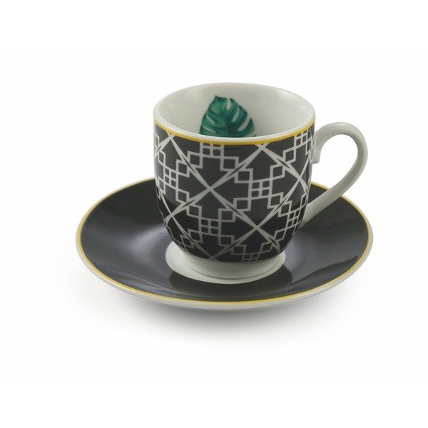 Zestaw 6 porcelanowych filiżanek ze spodkiem VDE Tivoli 1996 Mykonos Urban Jungle-image-1