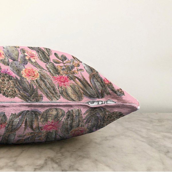 Różowa poszewka na poduszkę z domieszką bawełny Minimalist Cushion Covers Blooming Cactus, 55x55 cm-image-1