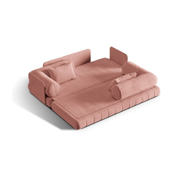 Różowa aksamitna rozkładana sofa 206 cm Kemi – Cosmopolitan Design-image-1