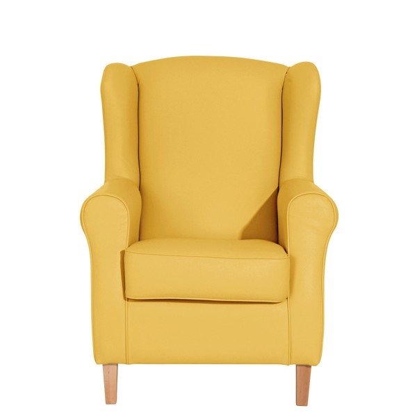 Żołty fotel uszak Max Winzer Lorris Leather Corn-image-2