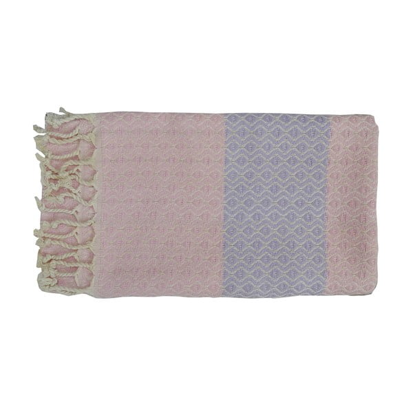 Różowy ręcznik tkany ręcznie z wysokiej jakości bawełny Hammam Oasa, 100x180 cm