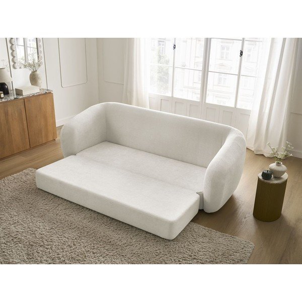 Beżowa rozkładana sofa z tkaniny szenilowej 228 cm Neyo – Bobochic Paris-image-1