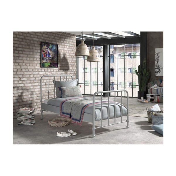 Szare łóżko dziecięce 90x200 cm Bronxx – Vipack-image-1