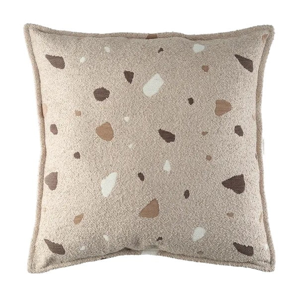 Jasnobrązowa poduszka na sofę dziecięcą z materiału bouclé/z tkaniny szenilowej Terrazzo Block – Wigiwama