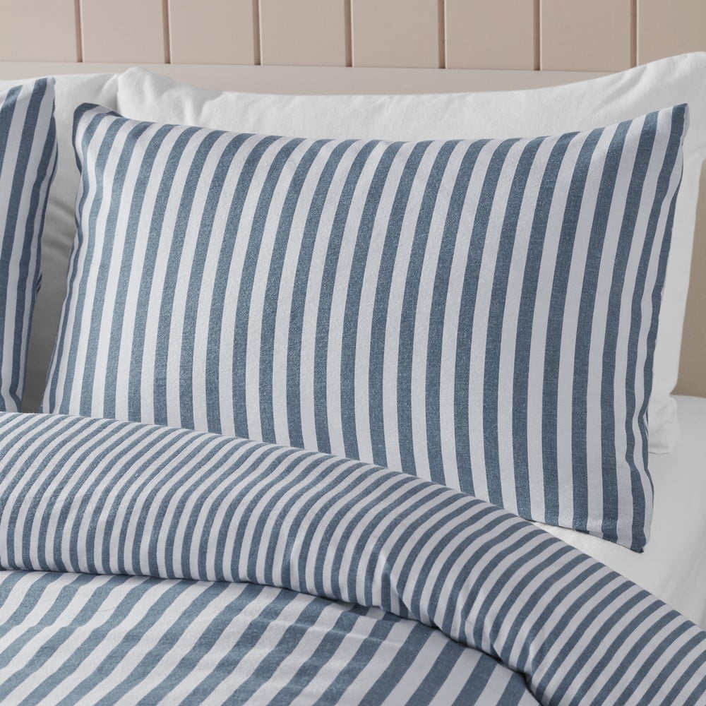 Niebieska flanelowa pościel jednoosobowa 135x200 cm Stripe – Catherine Lansfield (zdjęcie 4)