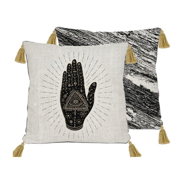 Czarno-beżowa poduszka Madre Selva Hand, 45x45 cm-image-1