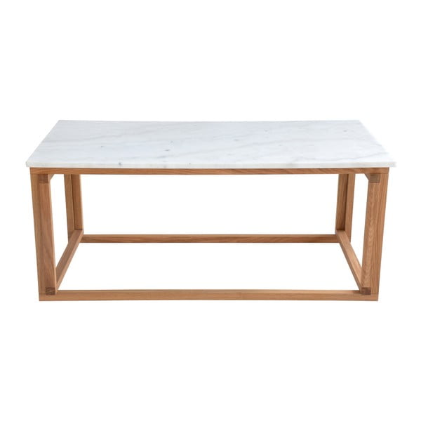 Biały stolik marmurowy z dębowymi nogami RGE Accent, szer. 110 cm
