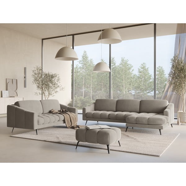 Beżowa aksamitna sofa 238 cm Nalu – Makamii-image-1