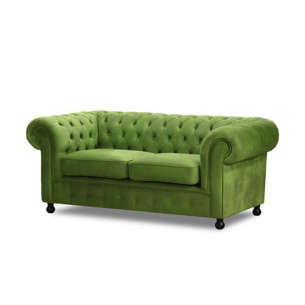 Zielona sofa dwuosobowa Wintech Chesterfield