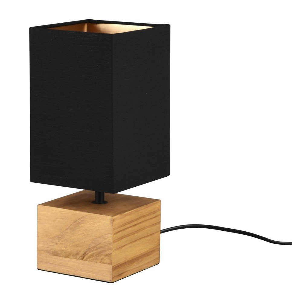 Czarno-naturalna lampa stołowa z tekstylnym kloszem (wysokość 30 cm) Woody – Reality