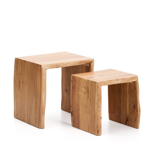 Stoliki z litego drewna akacjowego zestaw 2 szt. 40x50 cm Lomiri – Kave Home