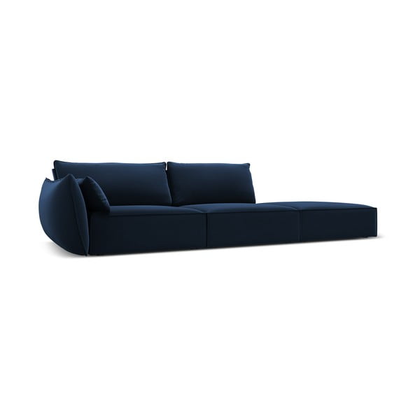 Ciemnoniebieska aksamitna sofa lewostronna 264 cm Vanda – Mazzini Sofas-image-2