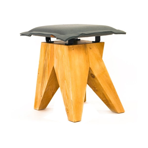 Drewniany stołek Low, szary