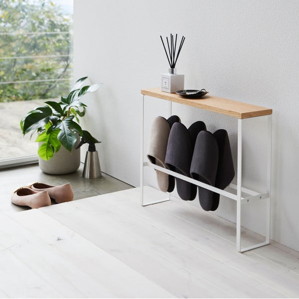 Biało-naturalny metalowy stojak na kapcie Tower – YAMAZAKI-image-1