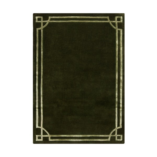 Ciemnozielony wełniany dywan tkany ręcznie 160x230 cm Gatsby – Flair Rugs