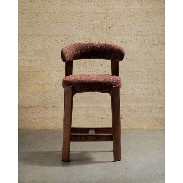 Hoker w kolorze brązowo-ciemnonaturalnym z litego drewna jesionowego (wysokość siedziska 65 cm) Granite – Kave Home-image-2