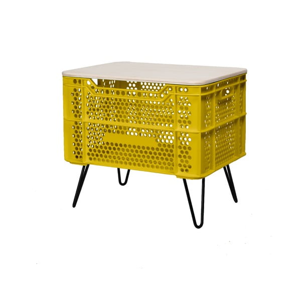 Żółty stolik z tworzywa sztucznego z recyklingu Really Nice Things Eco