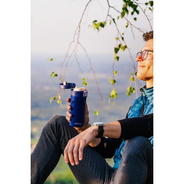 Ciemnoniebieski podróżny kubek termiczny Vialli Design Fuori, 400 ml-image-4