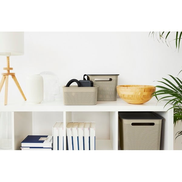 Beżowy koszyk z plastiku z recyklingu Brisen – Rotho-image-2