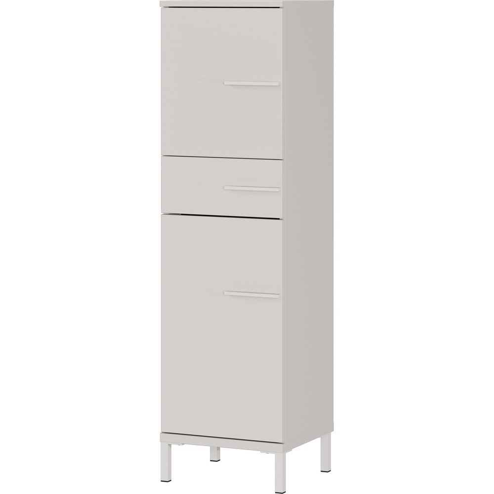 Kremowa wysoka/wąska szafka łazienkowa z matowym wykończeniem 34x123 cm Laurino – Germania