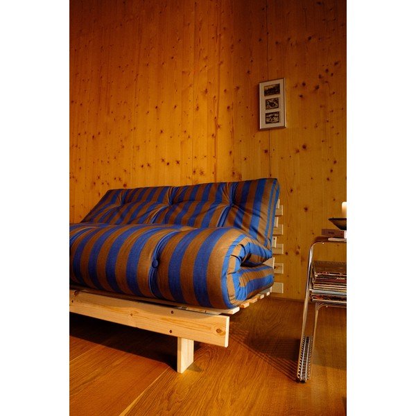 Niebieski/brązowy fotel futon/drewniany Roots – Karup-image-4