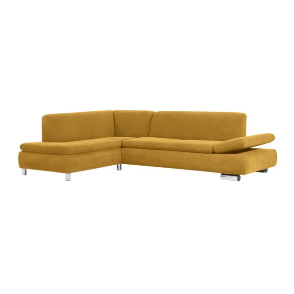 Żółta sofa narożna lewostronna z regulowanym podłokietnikiem Max Winzer Terrence Anderson