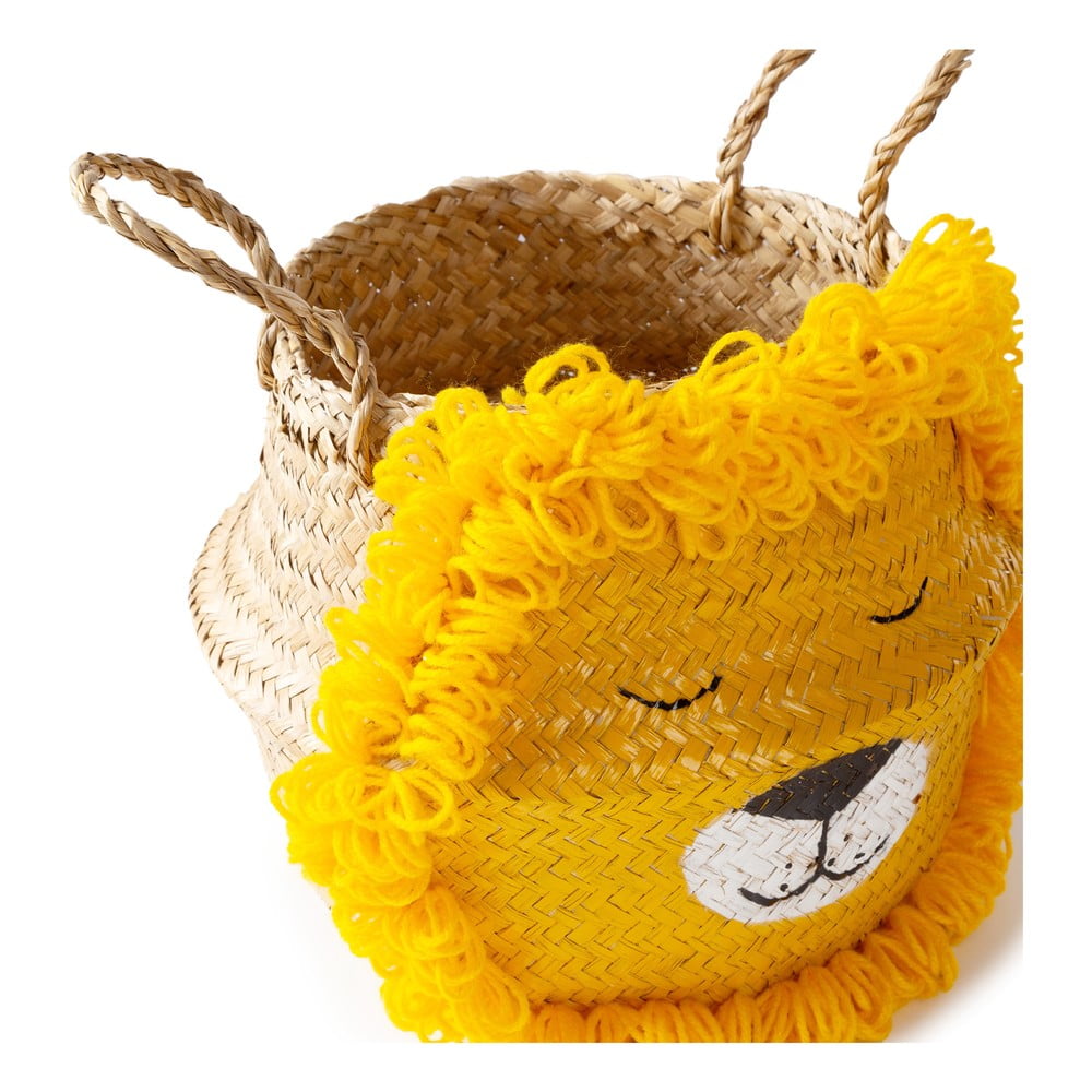 Żółto-naturalny kolorze dziecięcy kosz na zabawki z trawy morskiej ø 30x28 cm Lion – Compactor (zdjęcie 10)