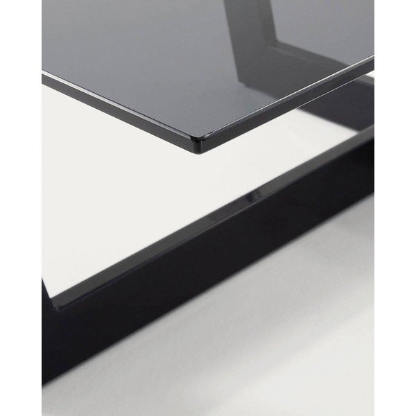 Czarny stolik ze szklanym blatem 70x120 cm Plam – Kave Home-image-4