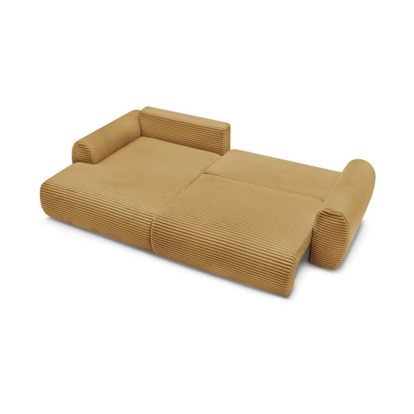 Musztardowy sztruksowy rozkładany narożnik (lewostronny) Lucien – Bobochic Paris-image-4