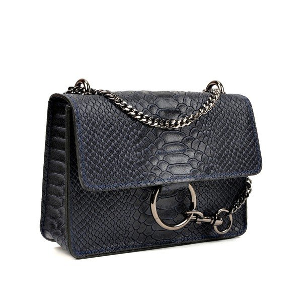 Ciemnoniebieska skórzana kopertówka Carla Ferreri Bella-image-2