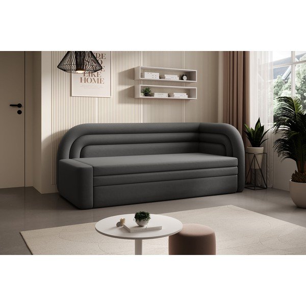 Szarobrązowa aksamitna rozkładana/ze schowkiem sofa prawostronna 223 cm Fabillo – ELTAP-image-3