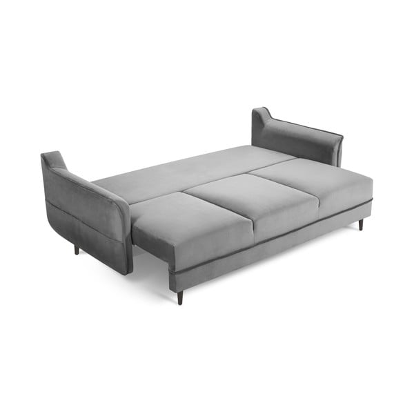 Jasnoszara aksamitna sofa rozkładana Kooko Home Basso-image-2