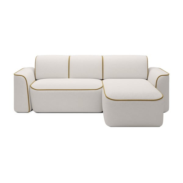 Żółty/kremowy narożnik z materiału bouclé (prawostronny/z szezlongiem) Ume – ELTAP