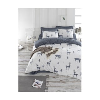Pościel dwuosobowa z prześcieradłem z bawełny ranforce Mijolnir GoodTime White, 160x220 cm