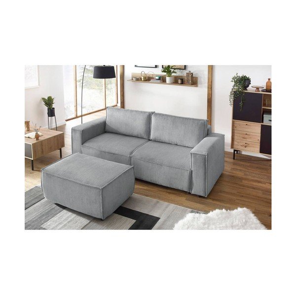 Jasnoszary sztruksowy puf Nihad – Bobochic Paris-image-4