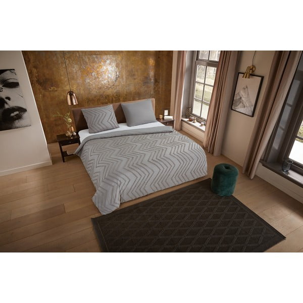 Szarobrązowa pościel jednoosobowa z mikrowłókna 140x220 cm Pure Zigzag – Good Morning-image-3