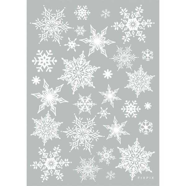 Zestaw 30 naklejek świątecznych Fanastick Christmas White Flakes-image-2