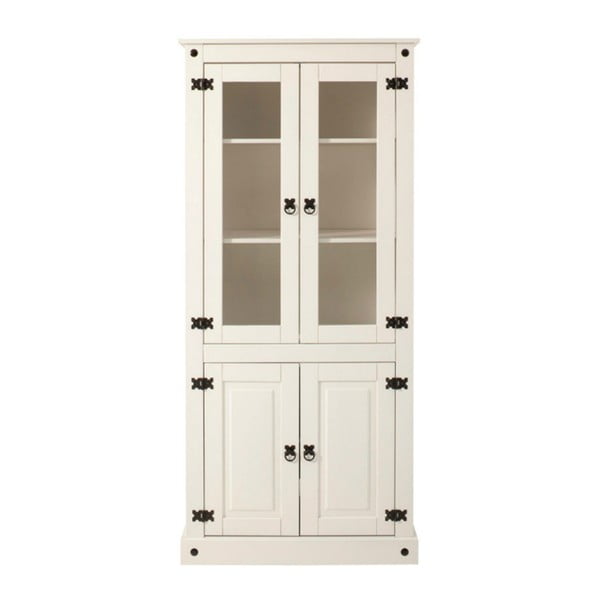 Biała 2-drzwiowa witryna z litego drewna sosnowego Støraa Alfredo