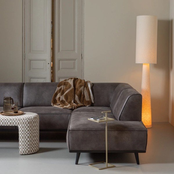 Beżowa lampa stojąca z tekstylnym kloszem (wysokość 187 cm) Loft – WOOOD-image-1