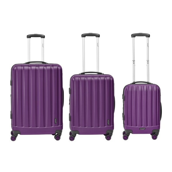 Zestaw 3 fioletowych walizek na kółkach Packenger Koffer