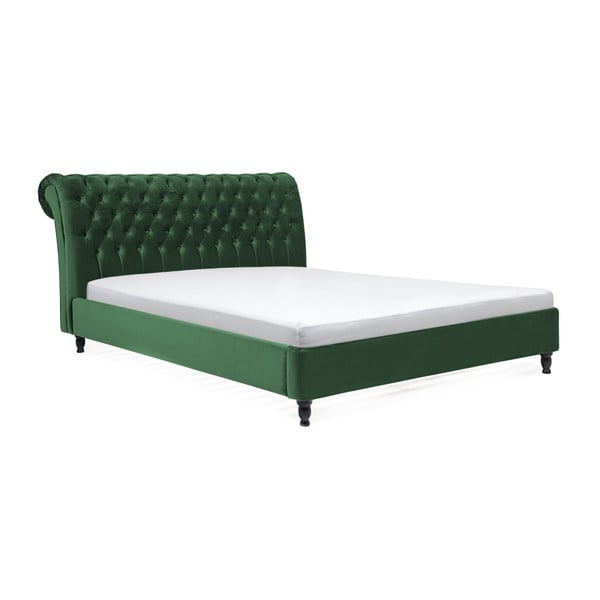 Zielone łóżko z drewna bukowego z czarnymi nogami Vivonita Allon, 180x200 cm