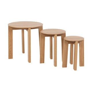 Okrągłe stoliki w dekorze dębu zestaw 3 szt. ø 50 cm Maxime – Actona