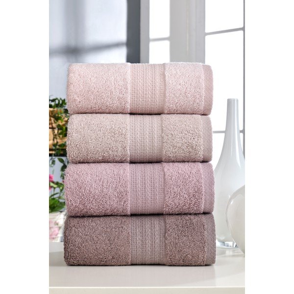 Różowe bawełniane ręczniki zestaw 4 szt. 50x90 cm – Mila Home