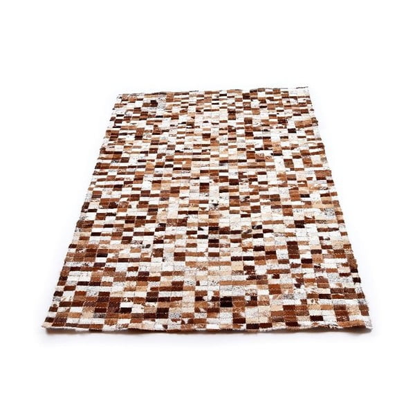 Brązowy dywan mozajkowy ze skóry, 200x150 cm