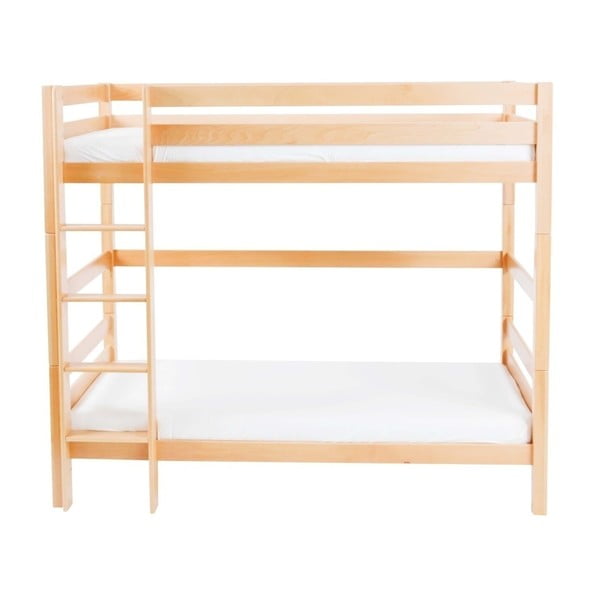 Dziecięce łóżko piętrowe z litego drewna bukowego Mobi furniture Daniel, 200x90 cm