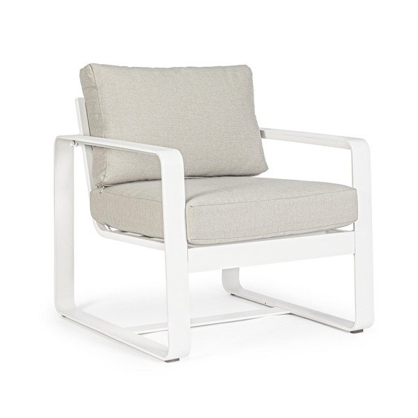 Biały metalowy fotel ogrodowy Merrigan   – Bizzotto