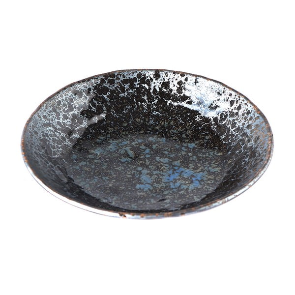 Czarno-szary głęboki talerz ceramiczny MIJ Pearl, 900 ml